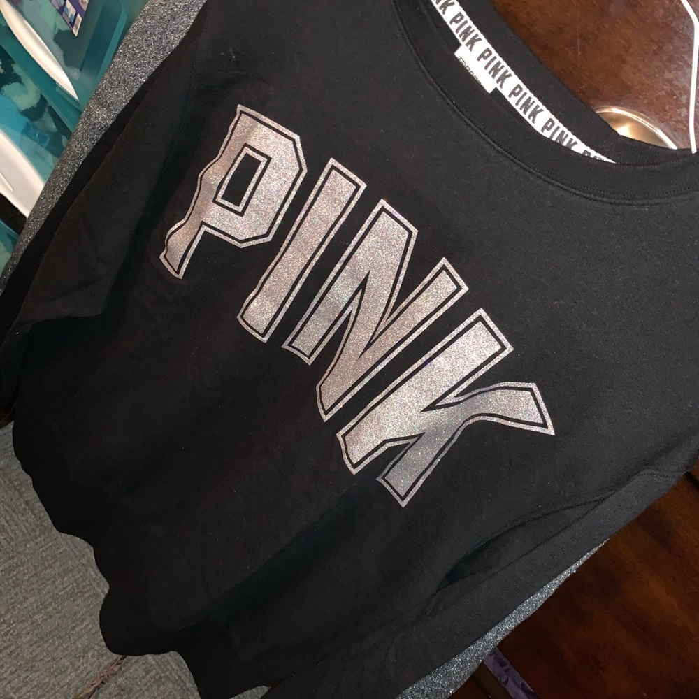 Pink VS crew neck sparkle sweater